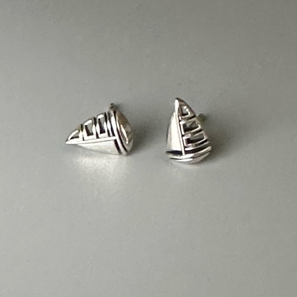 Sterling Silver Tiny Stud Sailboat Earrings - Picture 6 of 13
